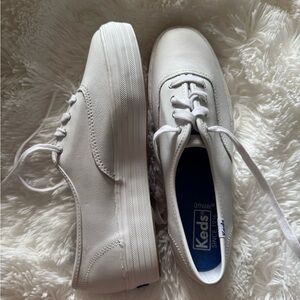 Keds Low-Top Leather Platform White Sneakers